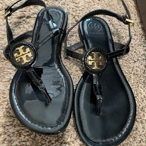 Tory Burch Black Leather Dillan Sandals Size 7M